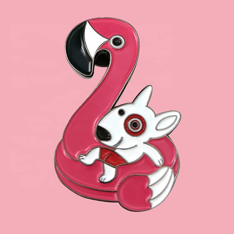 dog and Flamingo Enamel Pin dog and Flamingo Enamel Pin