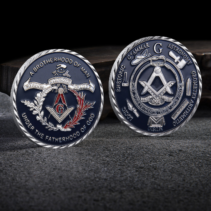 Free Mold Customized 3d Freemason Challenge Coins Instock Gold Plating Masonic Challenge Coins