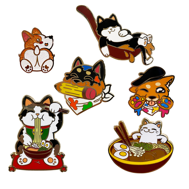 High Quality Hot Selling Cute Cats And Dogs Enamel Pins Hard Enamel Pins