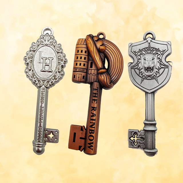 Personlized Double Side Coin Key Shape Cut Out 3d Antique Challenge Coins