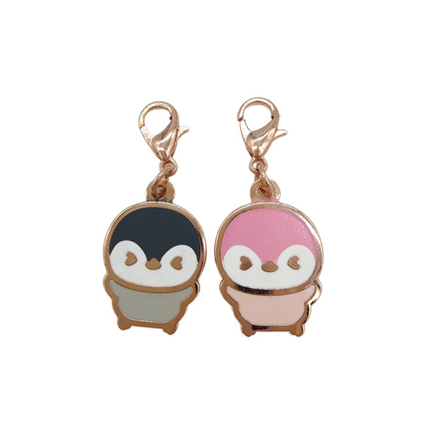 Promotional Gifts Custom Bulk Price Gold Penguin Logo Shape Metal Charm with Lobster Clutches 
