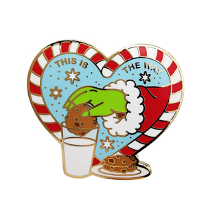 China Lapel Pin Manufacturer Christmas Style Santa Yoda Eating Cake Design Hard Enamel Pins