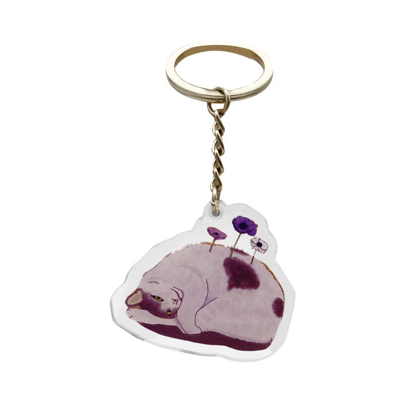 High Quailty Custom Logo 2D Promotional Cute Cartoon Cat Custom Acrylic Keychain