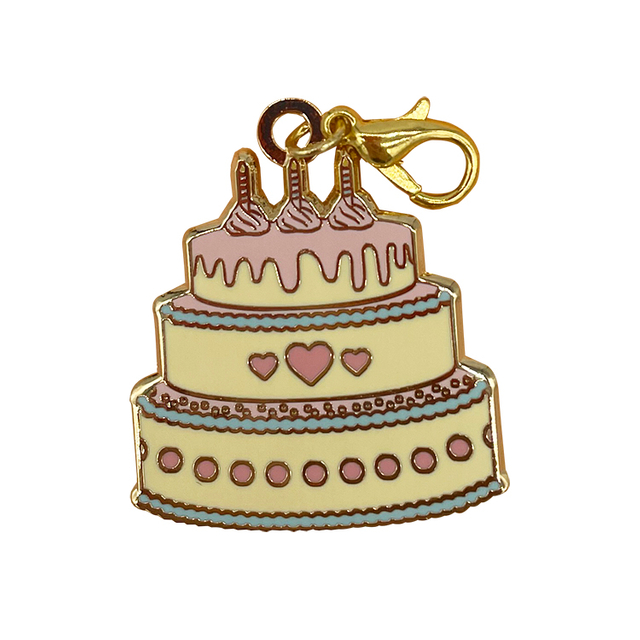 Metal Charms Manufacture Birthday Cake Logo Designer Zip Chain Design Bag Accessory Pendant Charms