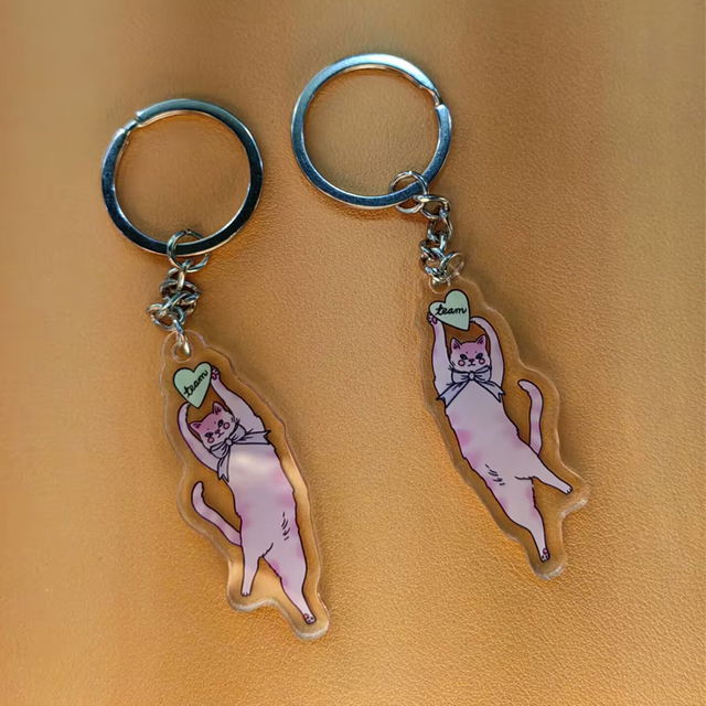 High Quality Custom Double Side Acrylic Charm with Rose Gold Star Keychain