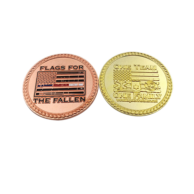Wholesale Price Soft Enamel Round Shape Copper Plated Double Side Military Coins with Special Edges