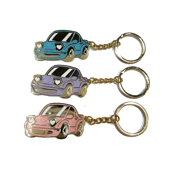 Promotional Gifts Holiday Use Customized Keyring Metal Glitter Gold Plated Hard Enamel Keychains