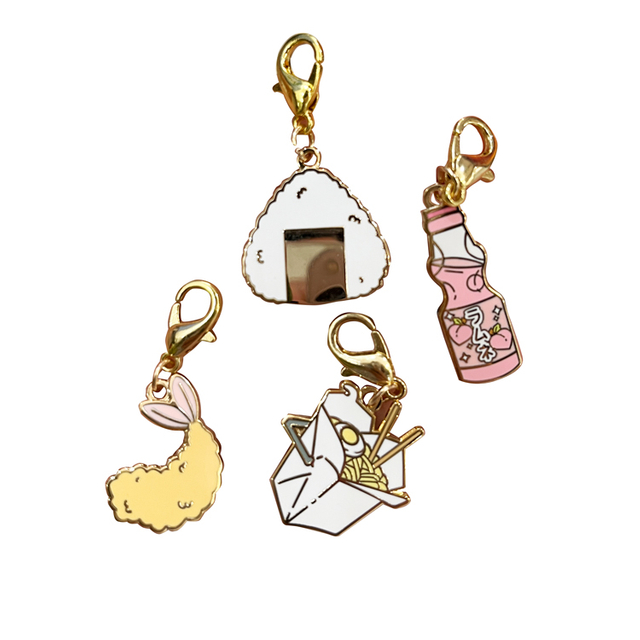 Customized Mini Logo Pendants Hard Enamel Gold Plated Cute Japanese Food Logo Bracelet Charms