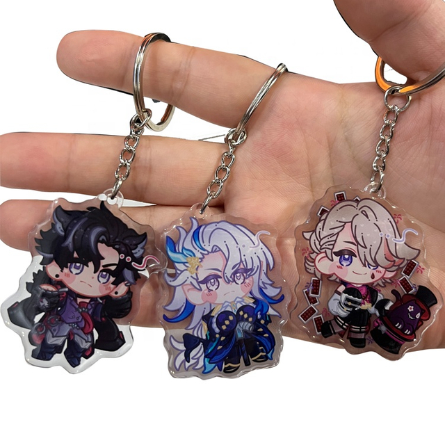 Personalized Custom Printed Acrylic Charms Clear Epoxy Hologram Acrylic Keychain