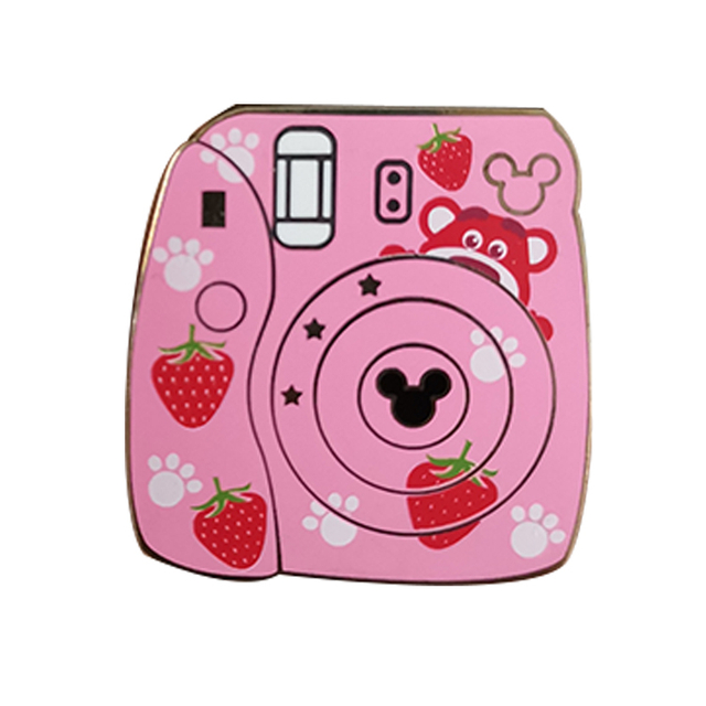 DLC custom cute metal Camera pins hard enamel lapel pin Up and down telescopic spring