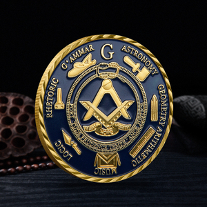Free Mold Customized 3d Freemason Challenge Coins Instock Gold Plating Masonic Challenge Coins