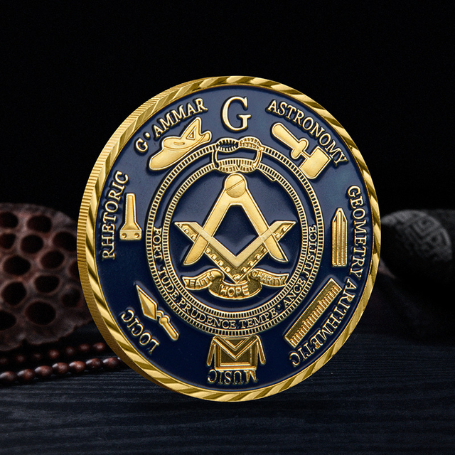 Free Mold Customized 3d Freemason Challenge Coins Instock Gold Plating Masonic Challenge Coins