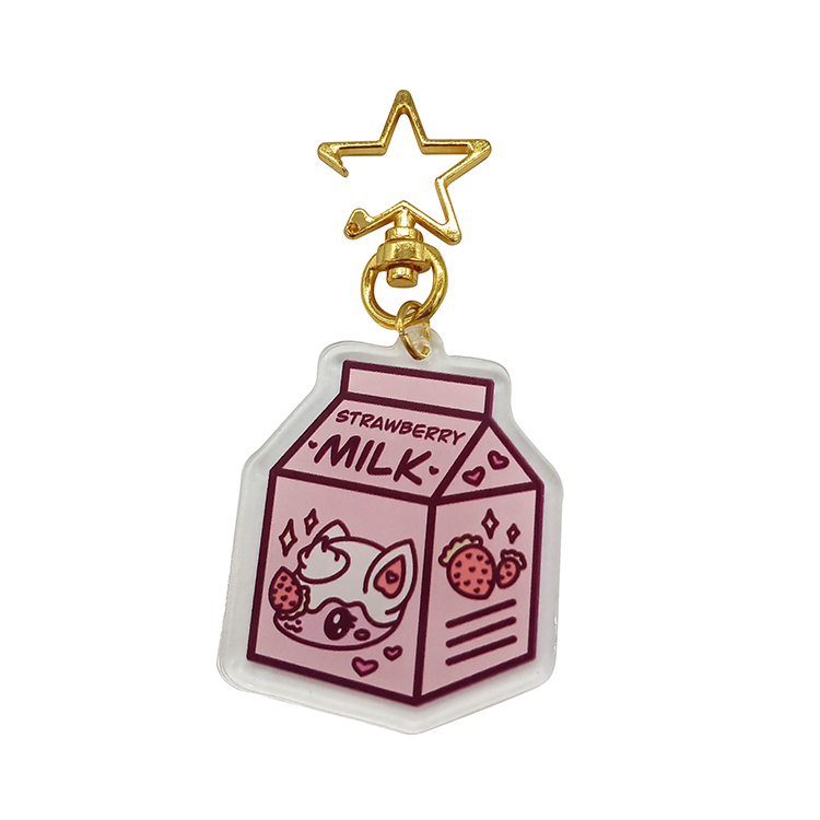 High Quality Custom Double Sided Acrylic Keychain with Gold Keychain Arrives with Protective Film
