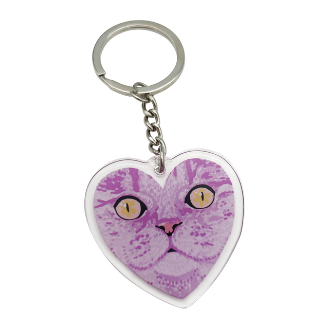 Chinese Manufacturer Personalised Cat Keyring Souvenir Custom Acrylic Cute Pink Cat Keychain