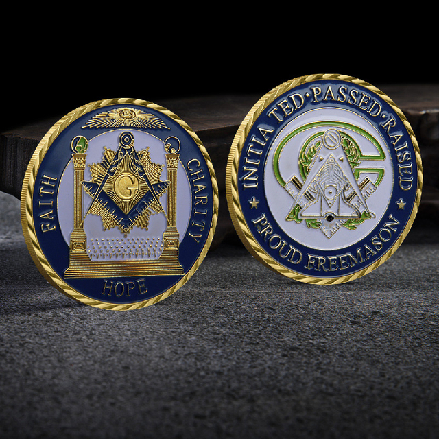 Instock Free Mold Mason Coins Hope Faith Charity Design 3d Masonic Challenge Coins