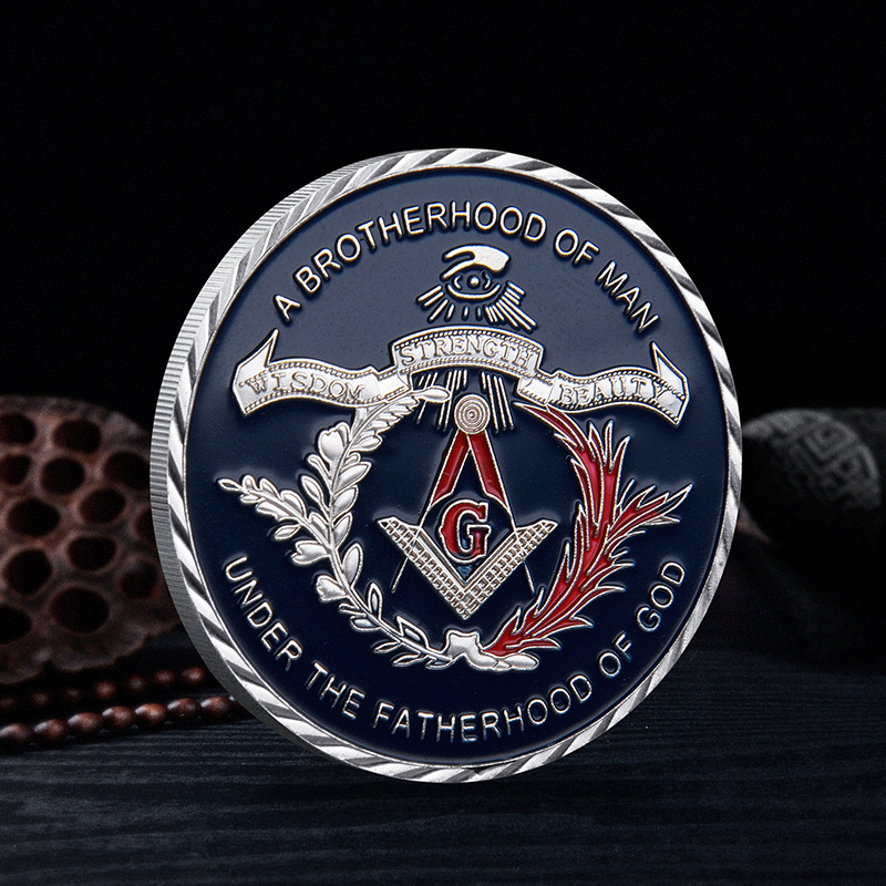 Free Mold Customized 3d Freemason Challenge Coins Instock Gold Plating Masonic Challenge Coins