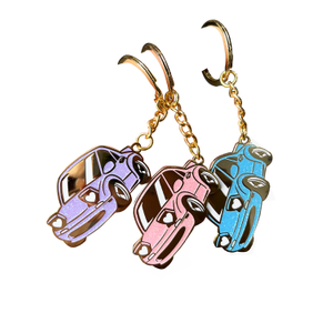 Personlized Customized Hard Enamel Designer Make Car Shape Glitter Metal Keychain
