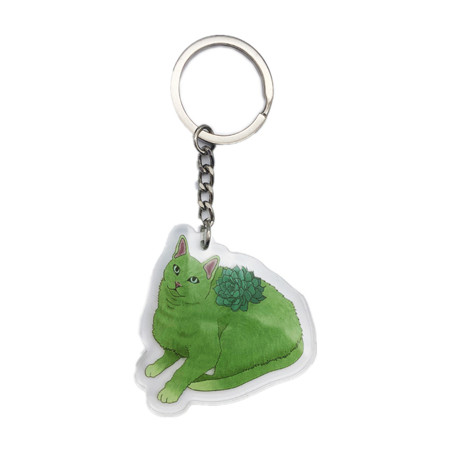 High Quality Custom Cute Kawaii Cartoon Cat Clear Acrylic Plastic Keychain For Friends