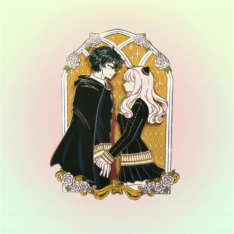 Custom Lapel Pins Gold Plating Custom Interesting Anime Hard Enamel Lapel Pins with Butterfly Clutch Backing Die Struck Enamel Pin