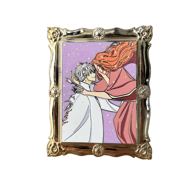 Big Size Fantasy Pin Manufacturer China Factory Price Couple Logo DIY Hard Enamel Silk Prinitng Enamel Pin with 3D Frame 