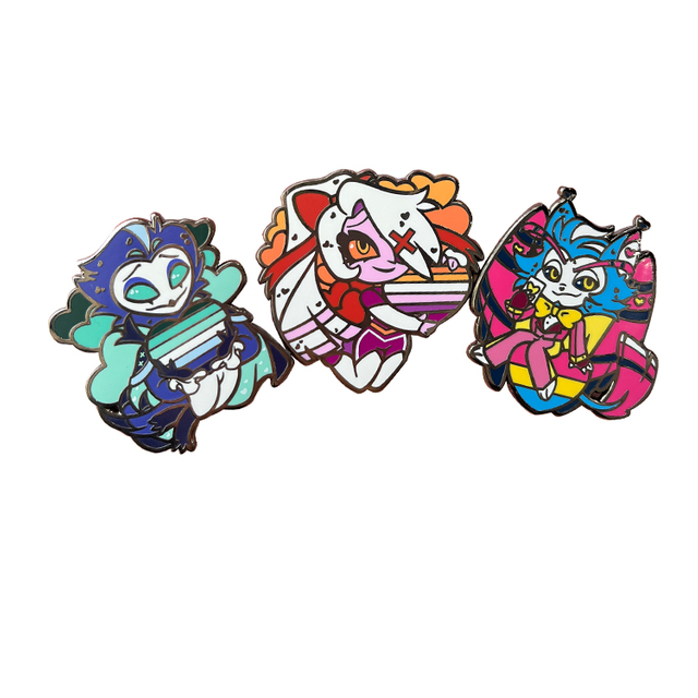 Black Nickel Plated Factory Price Pride Month Enamel Pin Anime Enamel Pin Hazabin Hotel Character Metal Hard Enamel Lapel Pin