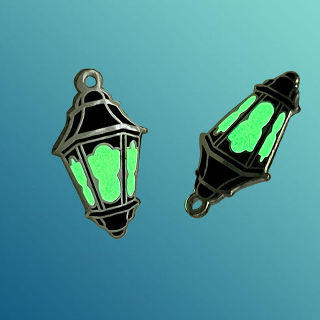 Metal Gifts And Crafts Design Customized Hard Enamel Glow in The Dark Lantern Shape Metal Charms with Loop