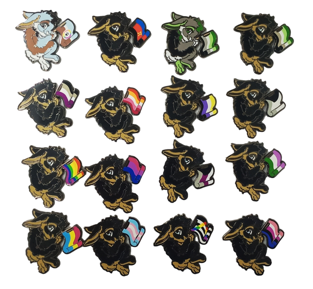 Customized Furry Pin Design Metal Badge Black Nickel Plating Hard Enamel Badge Fursona Pride Country Pins