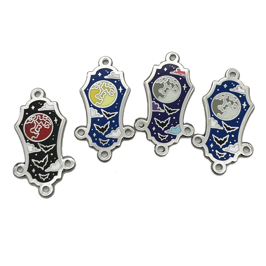 No Moq Customized Colorful Version Metal Hard Enamel Charm Pendants Diy Silver Metal Bracelet Metal Charms 